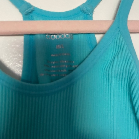 Turquoise Ribbed Crop Tank Top - Picture 3 of 4